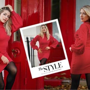 EXLURA Mock Neck Long Sleeve Pullover Sweater dress 2 sizes available M+XL